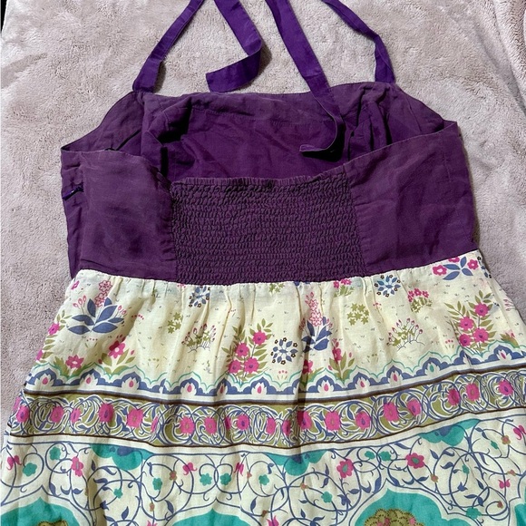 Anthropologie Maeve Purple Skoura Idyll Tree Print Halter Maxi Dress Size 0 - Picture 11 of 14